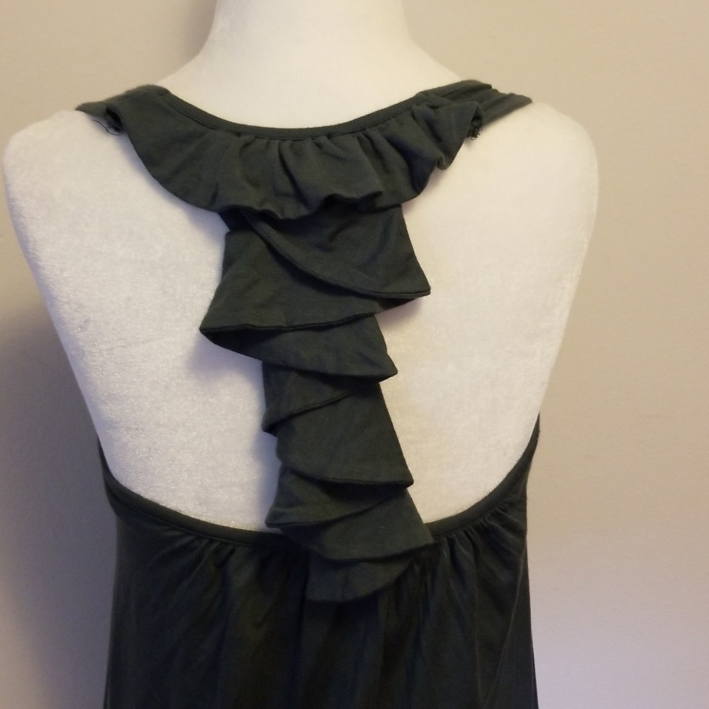 Ella Moss Olive Green Ruffled Racerback Top - Picture 2 of 4